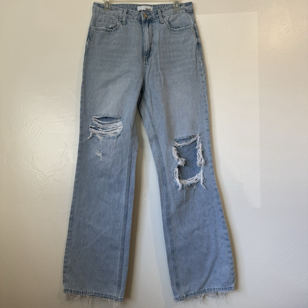 Vervet Distressed Relaxed Straight Leg Jeans Light Wash Women’s 28